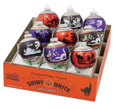 Christopher Radko Halloween 9 Count Signature Flocked Rounds Ornaments 4028279, 026301941774
