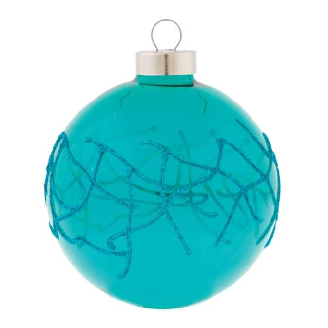 Kat + Annie Teal Translucent Glitter Coral Round Ornament Set of 6, 87456, 026301874560