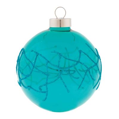 Kat + Annie Teal Translucent Glitter Coral Round Ornament Set of 6, 87456, 026301874560