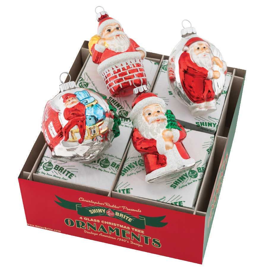 Christopher Radko Holiday Splendor 4 Count Santa Figures Ornaments 4027719, 645001506542