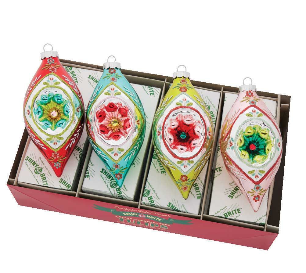 Christopher Radko Festive Fete 4 Count Reflector Tulips Ornaments 4028243, 026301934271