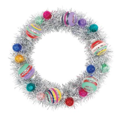 Christopher Radko Vivid Vintage Silver Tinsel Wreath With Rounds Ornament 4028339, 026301952923