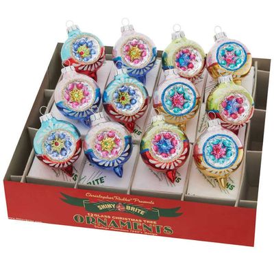 Christopher Radko Christmas Confetti 12 Count Decorated Reflector Rounds Ornaments 4028167, 0263019…