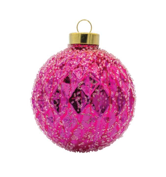 Kat + Annie Pink Beaded Geometric Round Ornament Set of 6, 93880, 026301938804
