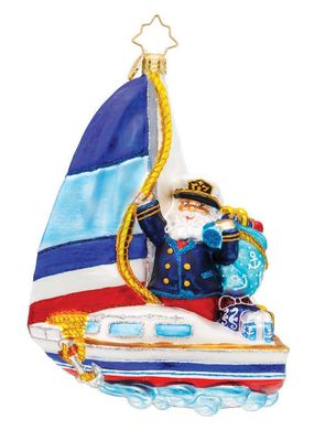 Christopher Radko Smooth Sailin' Santa Ornament 1022157, 026301939429