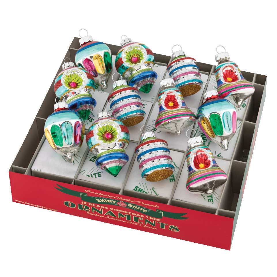 Christopher Radko Christmas Confetti 12 Count Decorated Shapes Ornaments 4027746, 645001506795