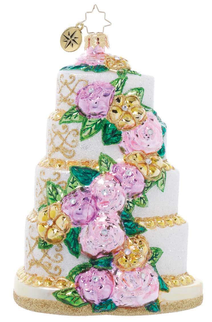 Christopher Radko Heart Shaped Wedding Cake Ornament 1022099, 026301929338