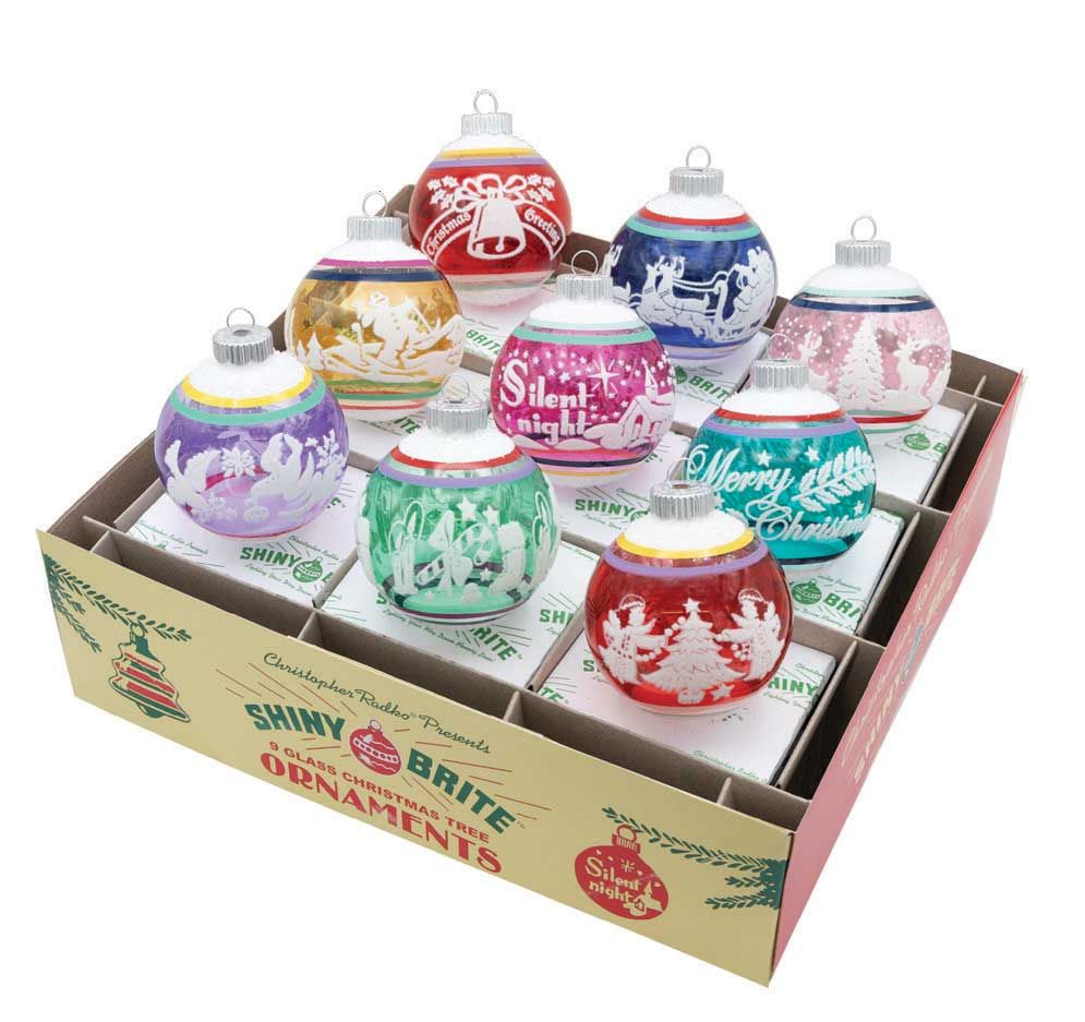 Christopher Radko Vivid Vintage 9 Count Signature Flocked Rounds Ornaments 4028332, 026301952855