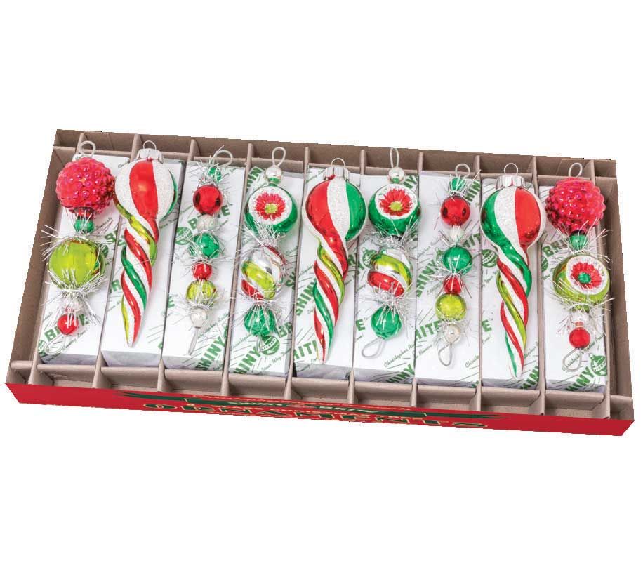 Christopher Radko Holiday Splendor 9 Count Shape Icicles Ornaments 4028004, 026301888925