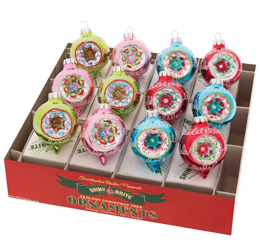 Christopher Radko Festive Fete 12 Count Decorated Reflector Rounds Ornaments 4028172, 026301910305