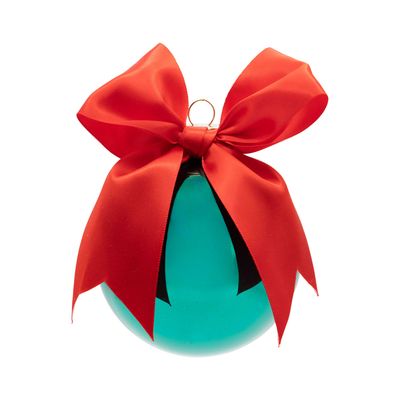 Kat + Annie Red Bow Green Round Ornament Set of 6, 94927, 026301949275