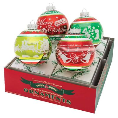 Christopher Radko Holiday Splendor 4 Count Signature Flocked Rounds Ornaments 4027836, 645001513380