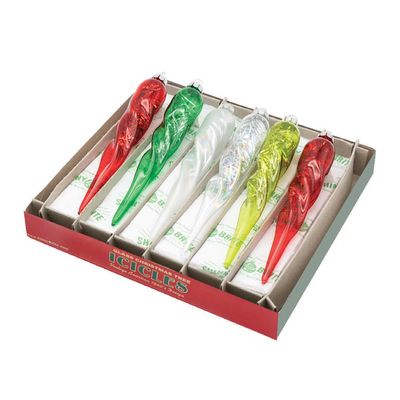 Christopher Radko Holiday Splendor 6 Count Glass Icicles Ornaments 4028326, 026301952541