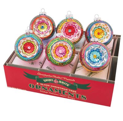 Christopher Radko Christmas Confetti 6 Count Decorated Reflector Rounds Ornaments 4028014, 02630188…