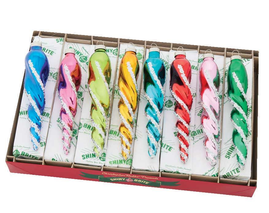 Christopher Radko Christmas Confetti 8 Count Glass Icicles Ornaments 4028236, 026301934202