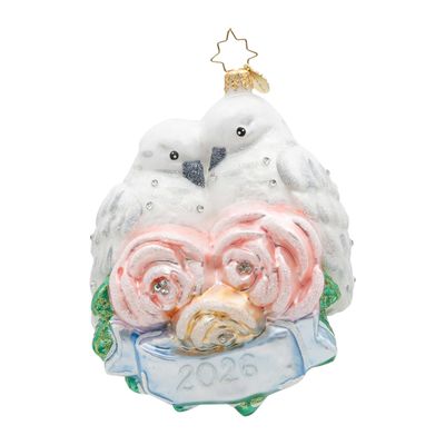 Christopher Radko 2026 Wedding Lovebirds Ornament 1023016, 026301953029