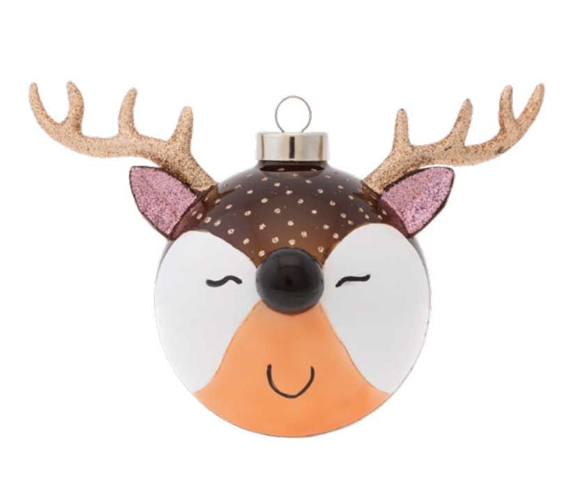 Kat + Annie Happy Reindeer Round Ornament Set of 6, 84653, 026301846536