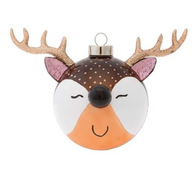 Kat + Annie Happy Reindeer Round Ornament Set of 6, 84653, 026301846536