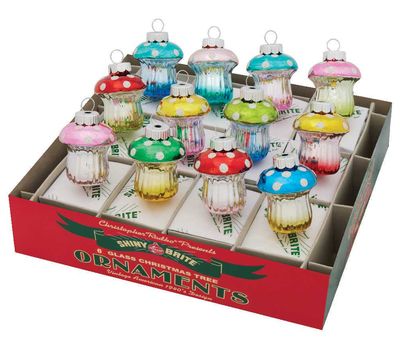 Christopher Radko Christmas Confetti 12 Count Mushrooms Ornaments 4028230, 026301934141