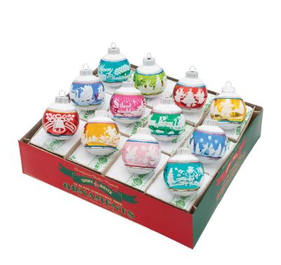 Christopher Radko Christmas Confetti 12 Count Signature Flocked Rounds Ornaments 4028294, 026301952…