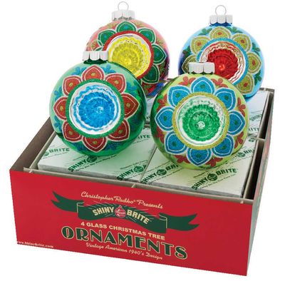 Christopher Radko Holiday Splendor 4 Count Rounds With Reflector Ornaments 4028219, 026301934035