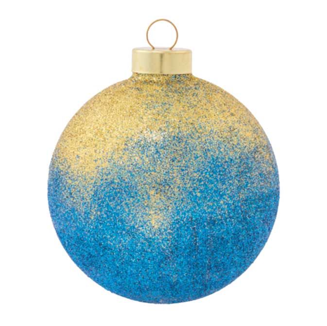 Kat + Annie Blue And Gold Glitter Round Ornament Set of 6, 87448, 026301874485