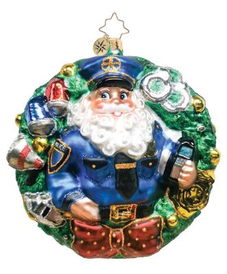 Christopher Radko Police Santa Wreath Ornament 1022110, 026301929420