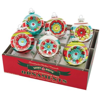 Christopher Radko Festive Fete 6 Count Decorated Reflector Rounds Ornaments 4027884, 645001513861