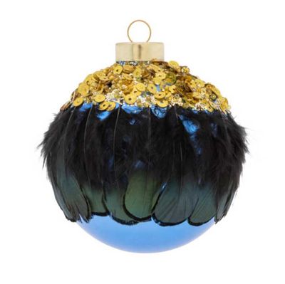 Kat + Annie Feather And Sequin Round Ornament Set of 6, 84676, 026301846765