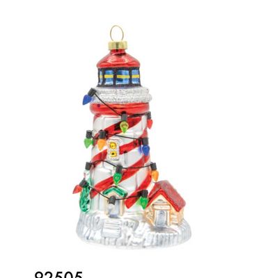 Kat + Annie Christmas Lighthouse Ornament Set of 6, 92505, 026301925057