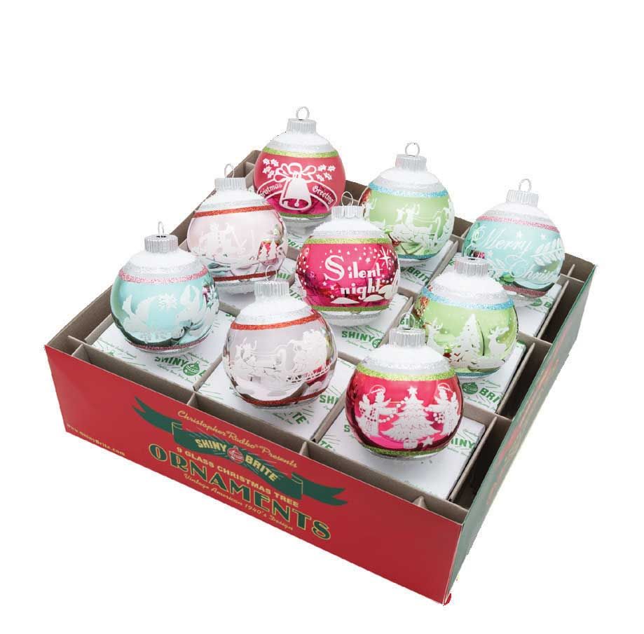 Christopher Radko Festive Fete 9 Count Signature Flocked Rounds Ornaments 4028308, 026301952732