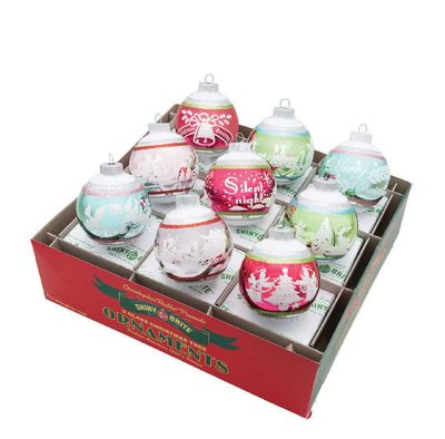 Christopher Radko Festive Fete 9 Count Signature Flocked Rounds Ornaments 4028308, 026301952732