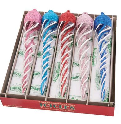 Christopher Radko Christmas Confetti 5 Count Glass Icicles Ornaments 4028101, 026301910299