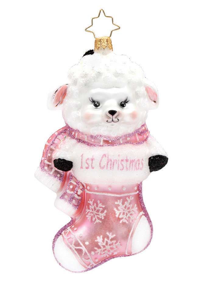 Christopher Radko A Snowy Pink First Christmas Ornament 1022575, 026301943747