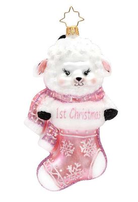 Christopher Radko A Snowy Pink First Christmas Ornament 1022575, 026301943747
