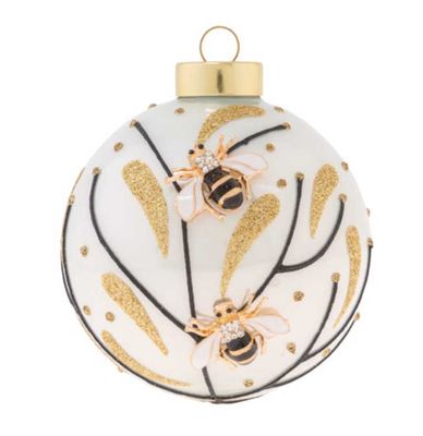 Kat + Annie Golden Bees And Flowers Round Ornament Set of 6, 87516, 026301875161
