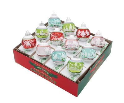 Christopher Radko Festive Fete 12 Count Signature Flocked Rounds Ornaments 4028306, 026301952718