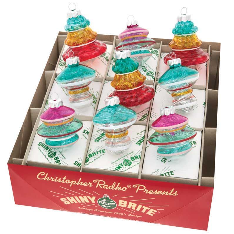 Christopher Radko Vivid Vintage 9 Count Shapes Ornaments 4028186, 026301910138