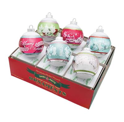Christopher Radko Festive Fete 6 Count Signature Flocked Rounds Ornaments 4028311, 026301952763