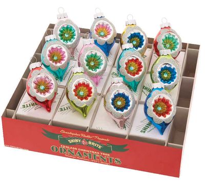 Christopher Radko Christmas Confetti 12 Count Decorated Reflector Tulips Ornaments 4028169, 0263019…