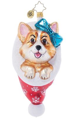 Christopher Radko Cutie Corgi Claus Ornament 1021930, 026301927723