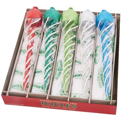 Christopher Radko Holiday Splendor 5 Count Glass Icicles Ornaments 4028096, 026301910220