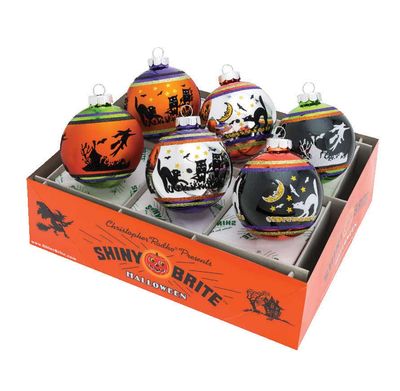 Christopher Radko Halloween 6 Count Signature Flocked Rounds Ornaments 4026976, 645001483201
