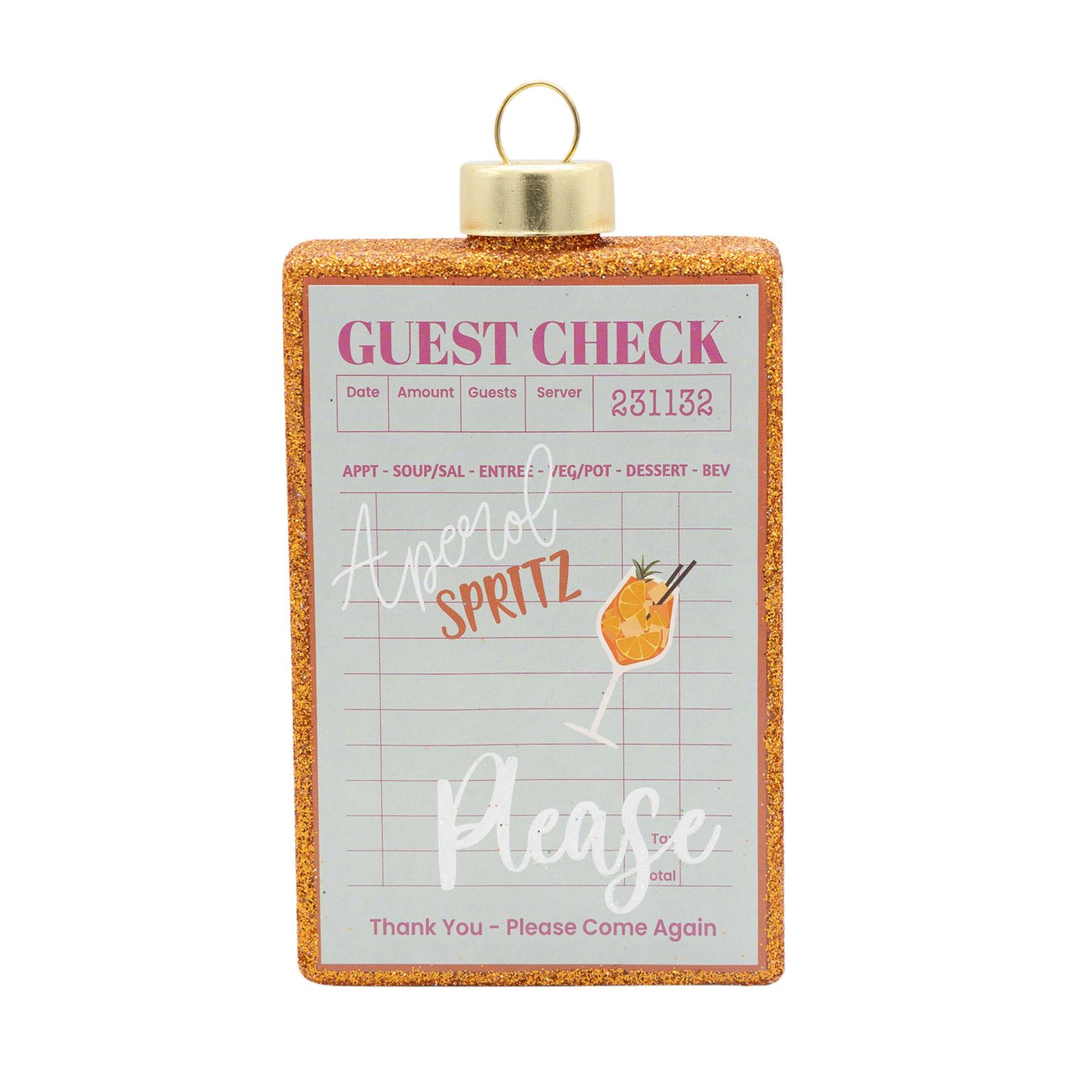 Kat + Annie Spritz Please Guest Check Ornament Set of 6, 94931, 026301949312