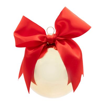 Kat + Annie Red Bow Gold Round Ornament Set of 6, 94926, 026301949268