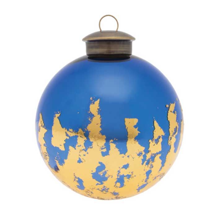 Kat + Annie Blue With Crackled Gold Foil Round Ornament Set of 6, 84677, 026301846772