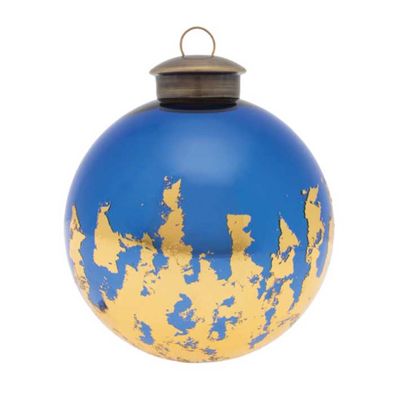 Kat + Annie Blue With Crackled Gold Foil Round Ornament Set of 6, 84677, 026301846772