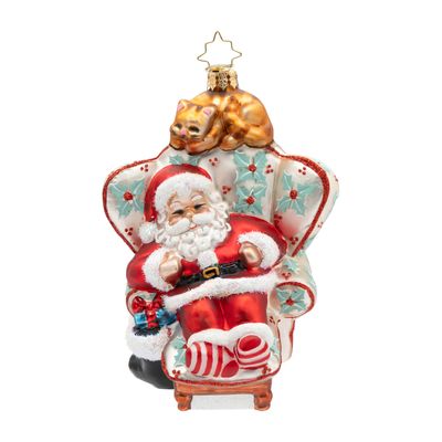 Christopher Radko Cat Nap Santa Ornament 1022819, 026301950882