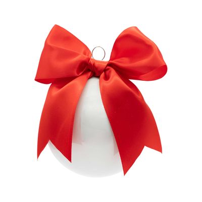 Kat + Annie Red Bow White Round Ornament Set of 6, 94924, 026301949244