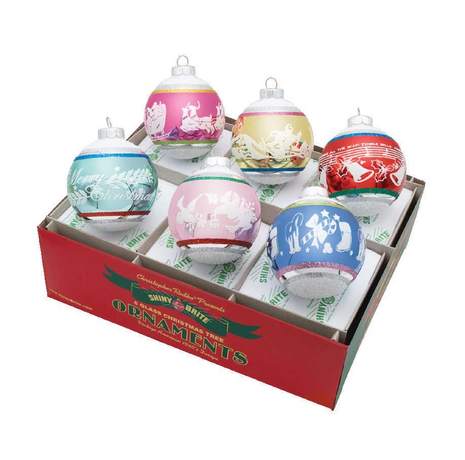Christopher Radko Christmas Confetti 6 Count Signature Flocked Rounds Ornaments 4028297, 0263019526…
